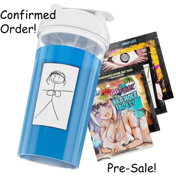 GamerSupps GG Waifu Cup Stick Figure Waifu Limited Edition Shaker Cup - Picture 1 of 5
